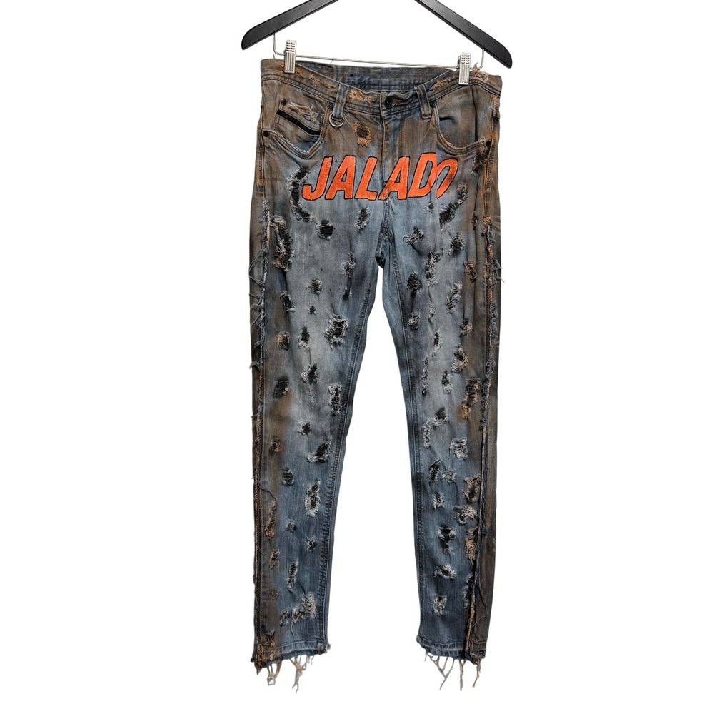 Empyre‎ Jalado Mens Distressed Destroyed Denim Jeans Brown Wash Logo Size 32